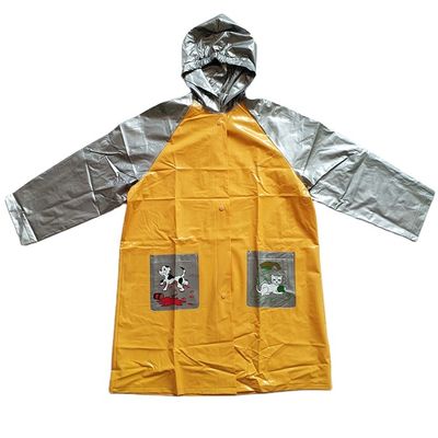 Wodoodporny płaszcz przeciwdeszczowy dla dzieci w kolorze żółtym i srebrnym o grubości 0,18 mm